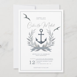 Nautical anchor örald bröllopsinbjudan inbjudningar