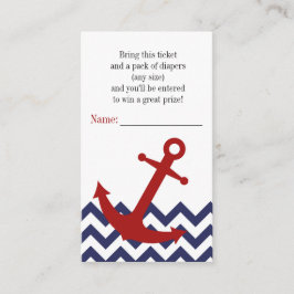 Nautical Anchor på Chevron Diaper Raffle Biljett Tilläggskort