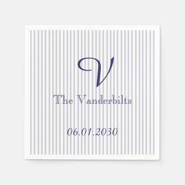 Nautical Anchor på Grått Rand Bröllop Pappersservett (Framsidan)