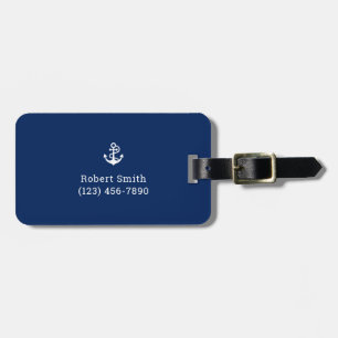 Nautical Anchor på marinblå Bagagebricka