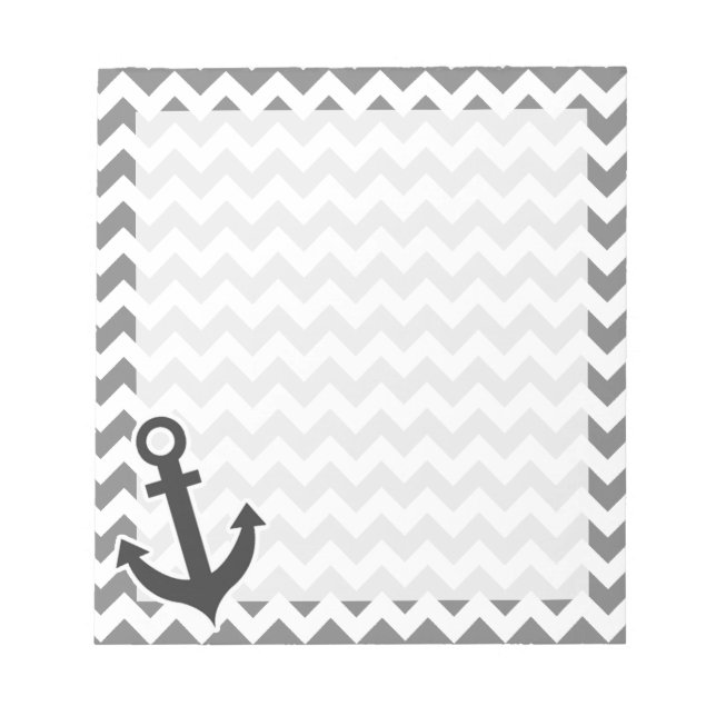 Nautical Anchor på Mörk Grått Chevron Anteckningsblock (Framsida)