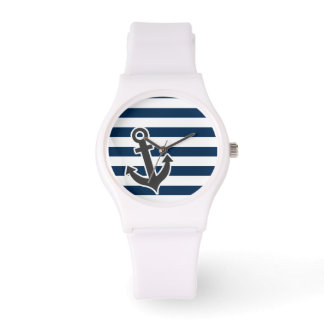 Nautical Anchor på Mörk Midnight Blue Rand Armbandsur