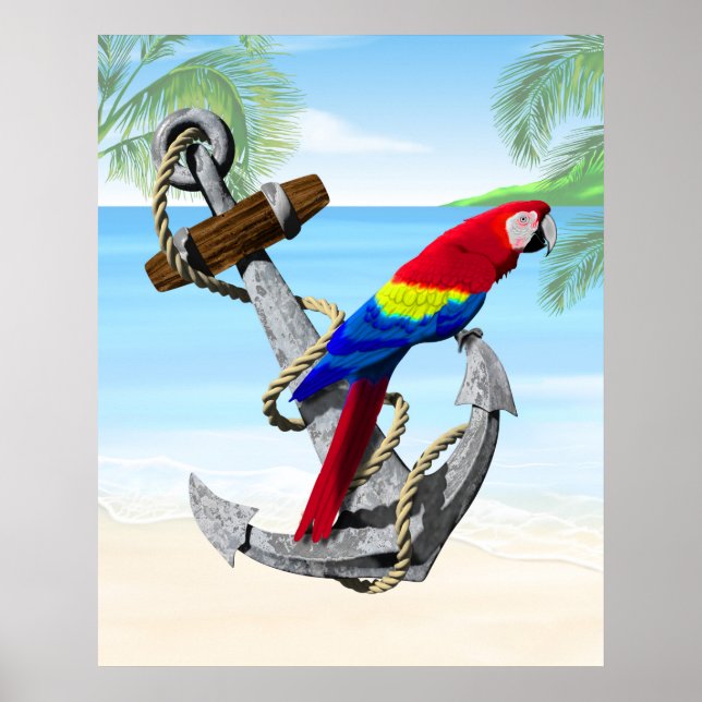 Nautical Anchor Parrot Poster (Framsidan)