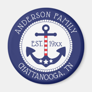 Nautical Anchor Patriotic Family Namn Magnet