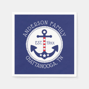 Nautical Anchor Patriotic Family Namn Pappersservett