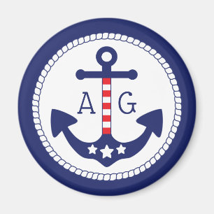 Nautical Anchor Patriotic Stars & Rand Monogram Magnet
