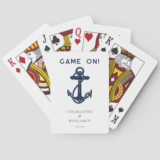 Nautical Anchor Personlig Bröllop Casinokort (Baksidan)