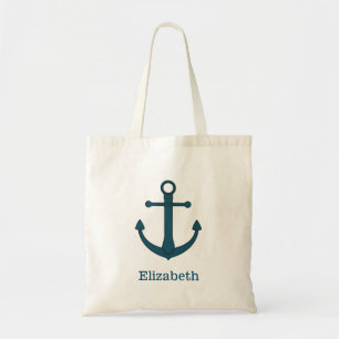 Nautical Anchor Personlig Namn Monogram Tote Ba Tygkasse