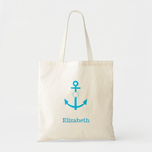 Nautical Anchor Personlig Namn Monogram Tygkasse (Framsidan)