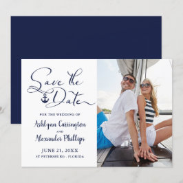 Nautical Anchor Photo Script Typography Navy Blue Spara Datumet