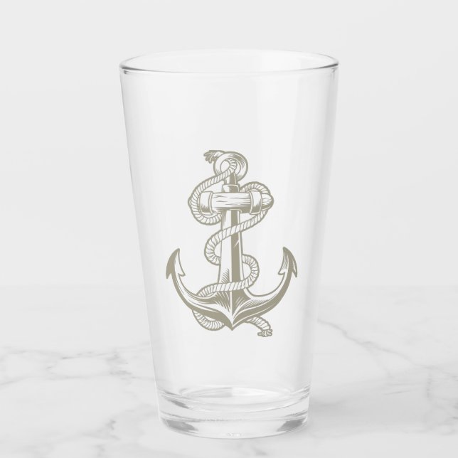 Nautical Anchor Pint (ttan) Glaskopp (Framsida)