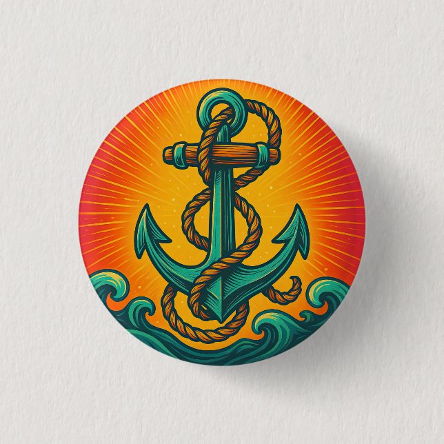 Nautical Anchor Pop Art Knapp (Framsida)
