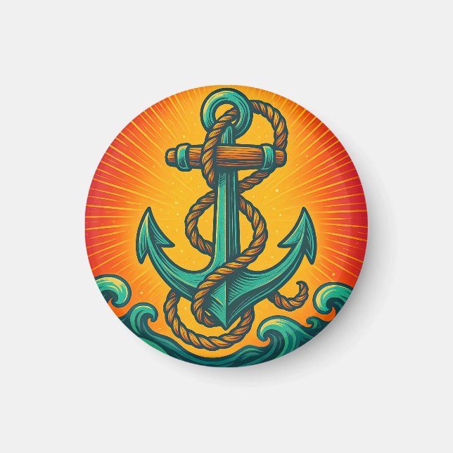 Nautical Anchor Pop Art Magnet (Framsidan)