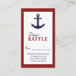 Nautical Anchor Red and Blue Diaper Raffle Biljett Tilläggskort