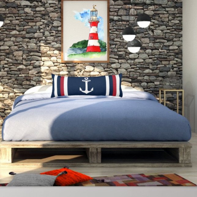 Nautical Anchor Red, White and Blue Body Pillow Kroppskudde (Skapare uppladdad)