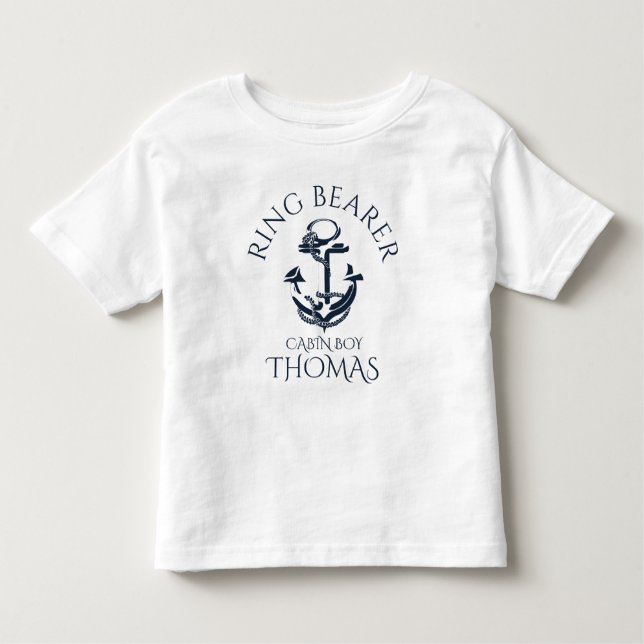 Nautical Anchor Ring Bearer Tee Shirt (Framsida)