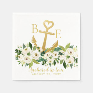 Nautical Anchor Romantic Blommigt Bröllop Pappersservett