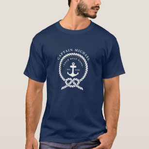 Nautical Anchor & Rope Boat & Kapten's Namn T Shirt