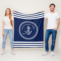 Nautical Anchor & Rope Boat Namn Navy Blue & White