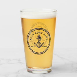 Nautical Anchor & Rope Boat Namn Navy Blue & White Glaskopp