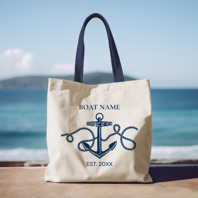 Nautical Anchor Rope Boat Namn Tygkasse (Skapare uppladdad)