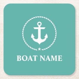 Nautical Anchor Rope Boat Namn Underlägg Papper Kvadrat