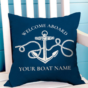 Nautical Anchor Rope Boat Namn Välkommen Kudde