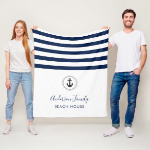 Nautical Anchor & Rope Family Beach House Fleecefilt