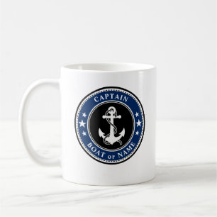 Nautical Anchor Rope Kapten Boat eller Namn 2 Side Kaffemugg