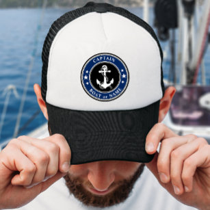 Nautical Anchor & Rope Kapten Namn eller Boat Keps
