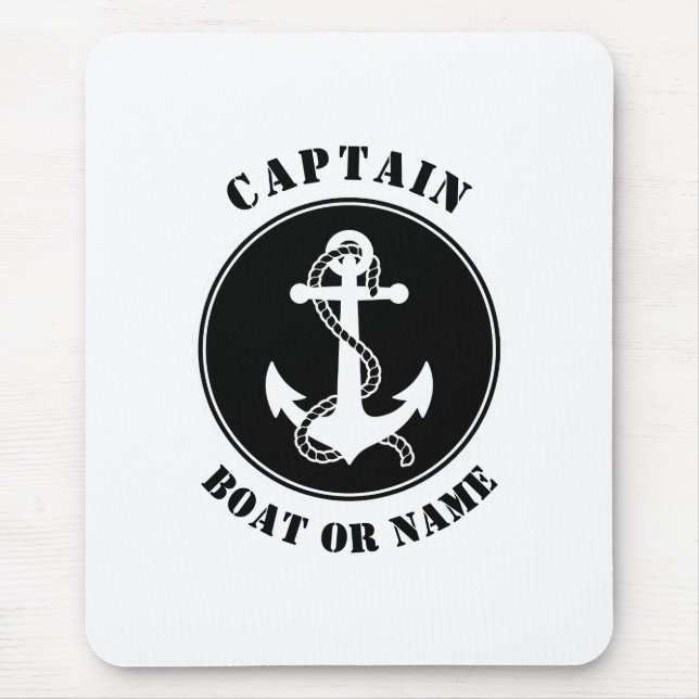 Nautical Anchor & Rope med kapten Boat eller Namn Musmatta (Framsidan)