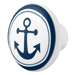 Nautical Anchor Rope Navy Blue and White Knopp