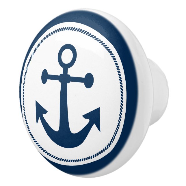 Nautical Anchor Rope Navy Blue and White Knopp (Höger)