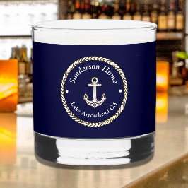 Nautical Anchor Rope Navy Blue White Monogram Namn
