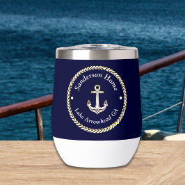 Nautical Anchor Rope Navy Blue White Monogram Namn