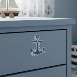 Nautical Anchor & Rope Navy Vit ID836 Klistermärken