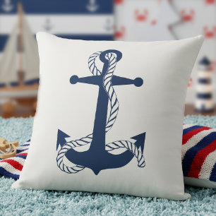 Nautical Anchor & Rope Navy Vit ID836 Kudde