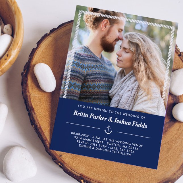 Nautical Anchor & Rope Photo Bröllop Inbjudningar (Skapare uppladdad)