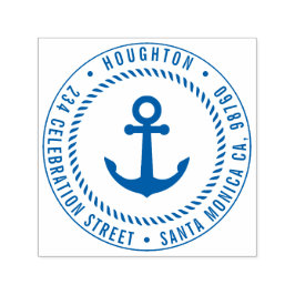 Nautical Anchor & Rope | Rund Returadress Självfärgande Stämpel