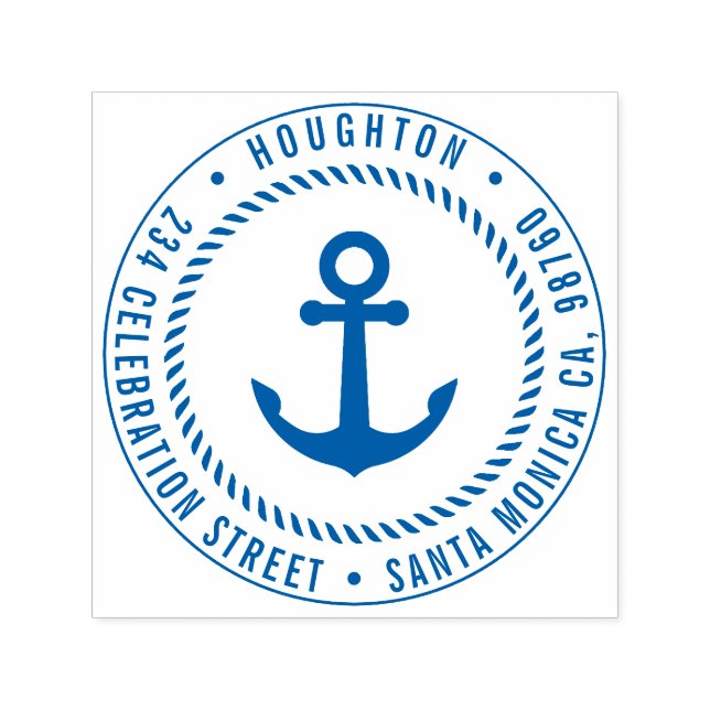 Nautical Anchor & Rope | Rund Returadress Självfärgande Stämpel (Design)