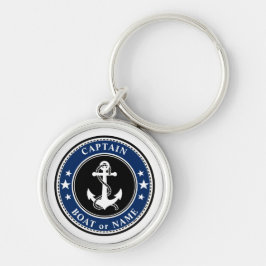 Nautical Anchor Rope & Stars Captain eller Boat Na Rund Silverfärgad Nyckelring
