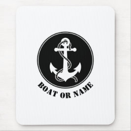 Nautical Anchor & Rope Your Boat eller Namn Black Musmatta
