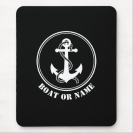 Nautical Anchor & Rope Your Boat eller Namn Black Musmatta