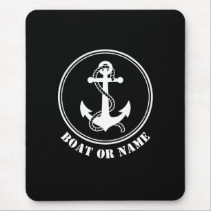 Nautical Anchor & Rope Your Boat eller Namn Black Musmatta