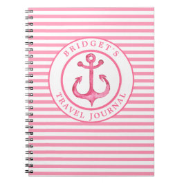 Nautical Anchor - Rosa Rand Photo Notebook Anteckningsbok