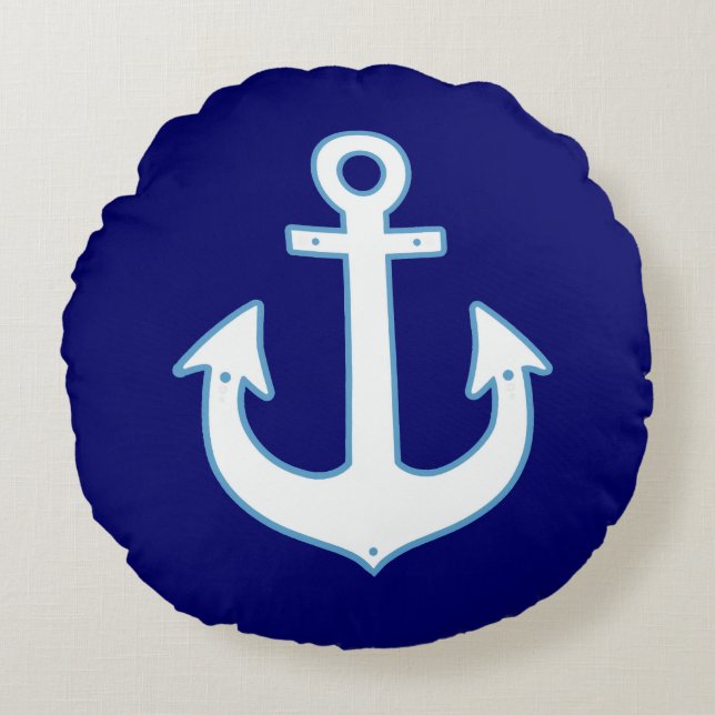 Nautical Anchor Rund Kudde (Framsidan)
