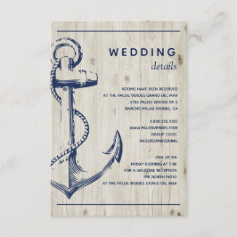 Nautical Anchor Rustic Wood Bröllop Detail Tilläggskort