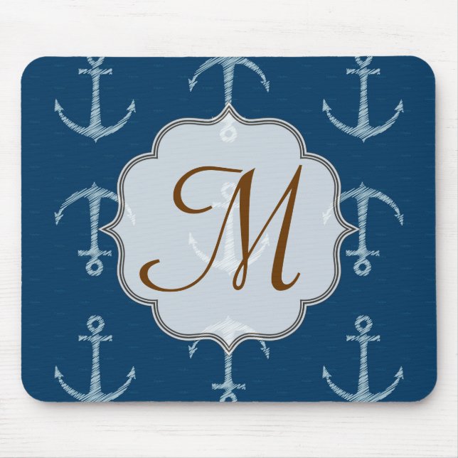 Nautical Anchor Sail Monogram - första muspekare Musmatta (Framsidan)