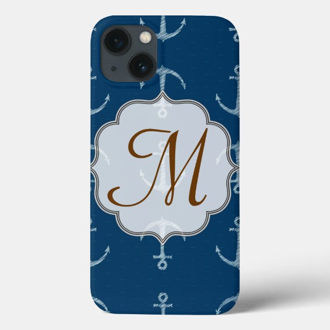 Nautical Anchor Sail Sailing Monogram IPAD Case (Baksida)