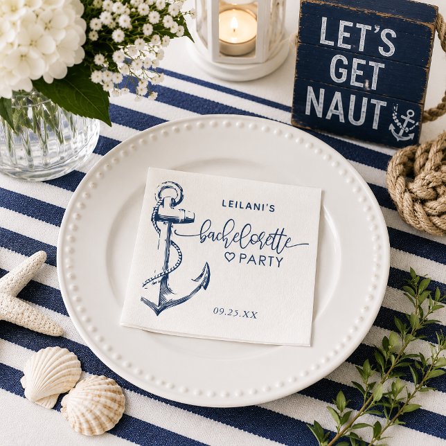 Nautical Anchor Sängkammare Vit Pappersservett (The Nautical Anchor Bachelorette design is perfect for the beachy bride-to-be.
)